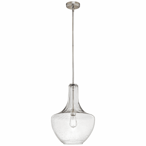 Kichler Everly 1-LT Lamp Shape Pendant Clear Seeded Glass - Nickel - 42046NICS