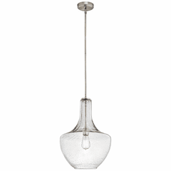 Kichler Everly 1-LT Lamp Shape Pendant Clear Seeded Glass - Nickel - 42046NICS