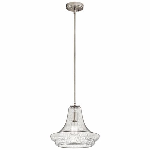 Kichler Everly 1-LT Pendant Clear Seeded Glass - Brushed Nickel - 42328NICS