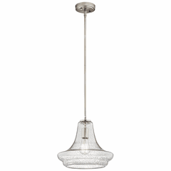 Kichler Everly 1-LT Pendant Clear Seeded Glass - Brushed Nickel - 42328NICS