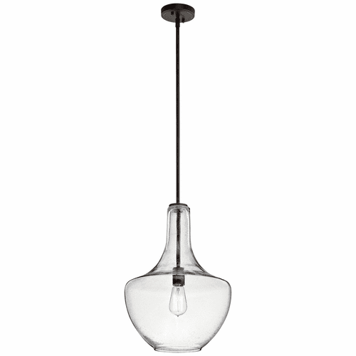 Kichler Everly 1-LT Pendant Clear Seeded Glass - Olde Bronze - 42046OZCS