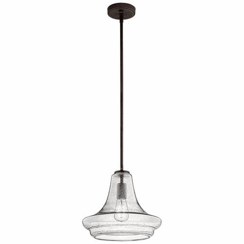 Kichler Everly 1-LT Pendant Clear Seeded Glass - Olde Bronze - 42328OZCS