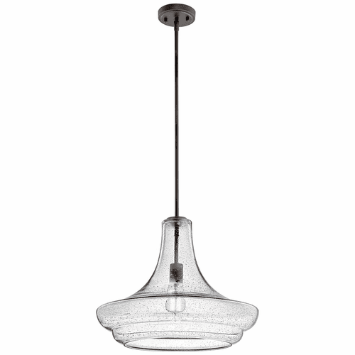Kichler Everly 1-LT Pendant Clear Seeded Glass - Olde Bronze - 42329OZCS