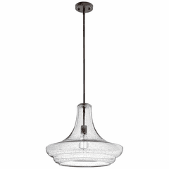 Kichler Everly 1-LT Pendant Clear Seeded Glass - Olde Bronze - 42329OZCS