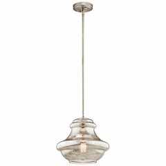 Kichler Everly 1-LT Schoolhouse Pendant & Mercury Glass - Nickel - 42044NIMER