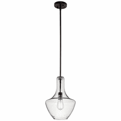 Kichler Everly 1-LT Wide Curve Pendant & Clear Seeded Glass - Bronze - 42141OZCS Kichler Everly 1-LT Wide Curve Pendant & Clear Seeded Glass - Bronze - 42141OZCS