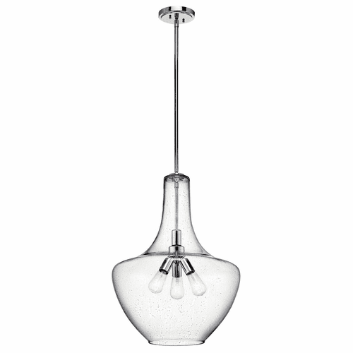 Kichler Everly 27.5" 3-LT Pendant with Clear Seeded Glass - Chrome - 42198CH