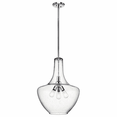 Kichler Everly 27.5" 3-LT Pendant with Clear Seeded Glass - Chrome - 42198CH Kichler Everly 27.5" 3-LT Pendant with Clear Seeded Glass - Chrome - 42198CH