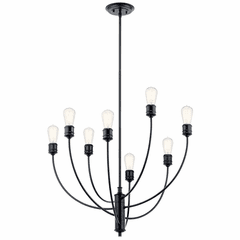 Kichler Hatton 8-LT 1 Tier Chandelier - Black - 52255BK