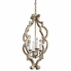 Kichler Hayman Bay 4-LT Foyer Pendant - Distressed Antique White - 43255DAW