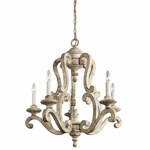 Kichler Hayman Bay 5-LT Chandelier - Distressed Antique White - 43256DAW