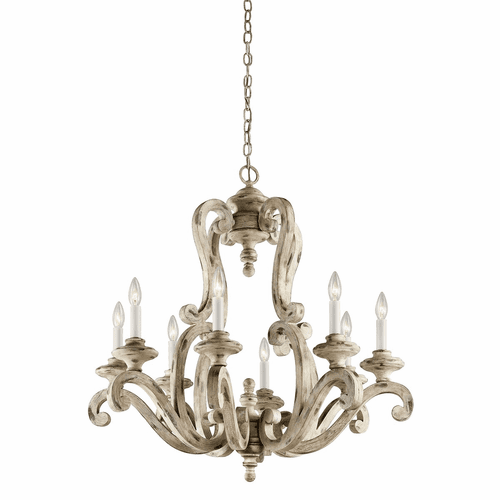 Kichler Hayman Bay 8-LT Chandelier - Distressed Antique White - 43265DAW