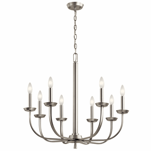 Kichler Kennewick 8-LT 1-Tier Chandelier - Brushed Nickel - 52388NI