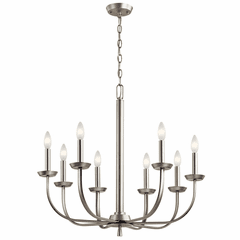 Kichler Kennewick 8-LT 1-Tier Chandelier - Brushed Nickel - 52388NI