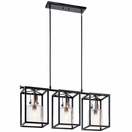 Kichler Kitner Linear 3-LT Chandelier - Black - 52033BK