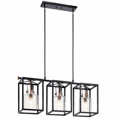 Kichler Kitner Linear 3-LT Chandelier - Black - 52033BK