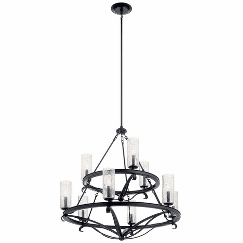 Kichler Krysia 9-LT 2 Tier Chandelier - Black - 52011BK