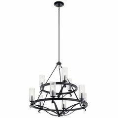 Kichler Krysia 9-LT 2 Tier Chandelier - Black - 52011BK