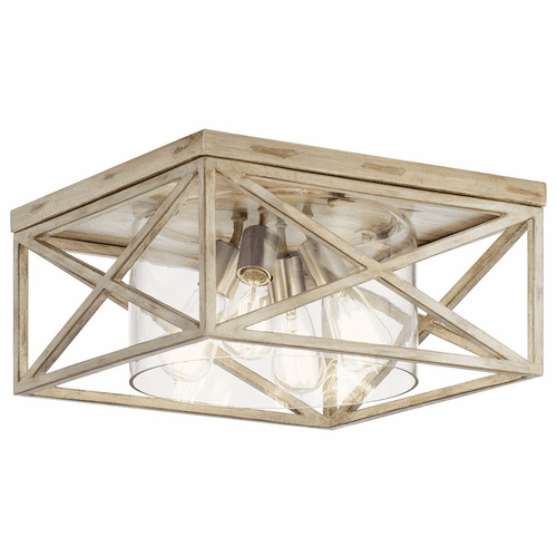 Kichler Moorgate 4-LT Flush Mount - Distressed Antique White - 44084DAW