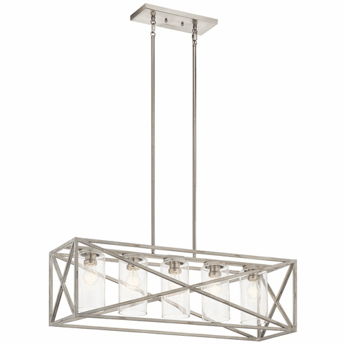 Kichler Moorgate Linear 5-LT Chandelier - Distressed Antique White - 44081DAW