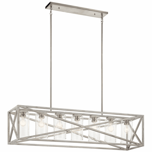 Kichler Moorgate Linear 7-LT Chandelier - Distressed Antique White - 44082DAW