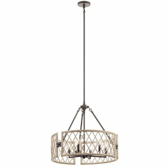 Kichler Oana 6-LT Chandelier/Pendant - White Washed Wood - 52077WWW