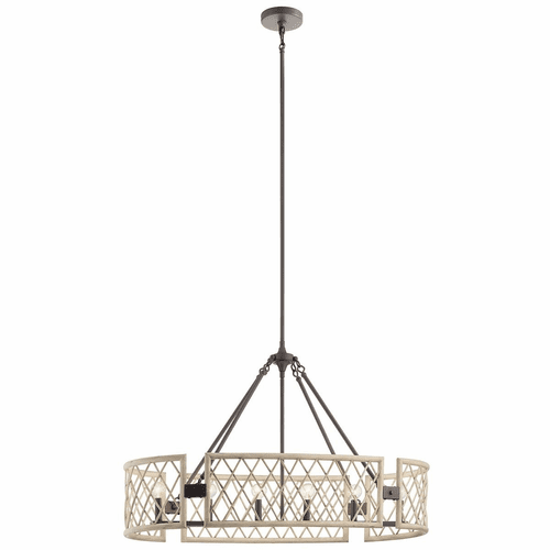 Kichler Oana Oval 6-LT Chandelier - White Washed Wood - 52078WWW