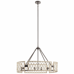 Kichler Oana Oval 6-LT Chandelier - White Washed Wood - 52078WWW
