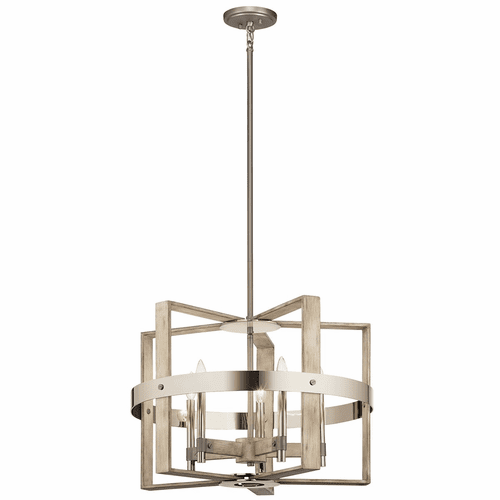 Kichler Peyton 5-LT Chandelier - White Washed Wood - 44290WWW