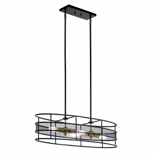 Kichler Piston 4-LT Oval Chandelier - Black - 43595BK