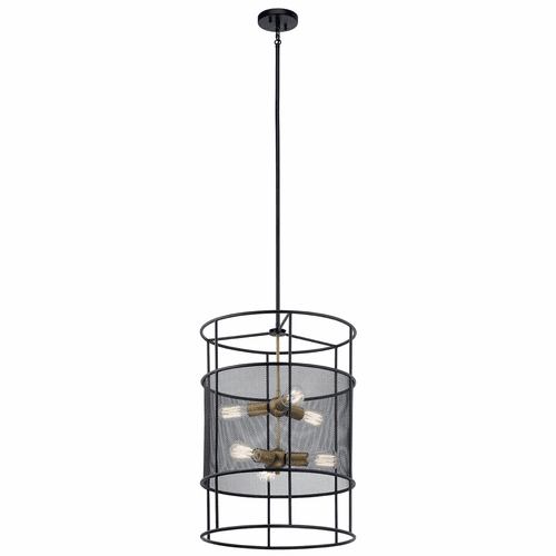 Kichler Piston 9-LT Foyer Pendant - Black - 43596BK
