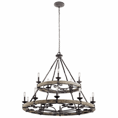 Kichler Taulbee 15-LT Chandelier - Weathered Zinc - 43826WZC