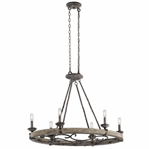 Kichler Taulbee 6-LT Oval Pendant - Weathered Zinc - 43824WZC