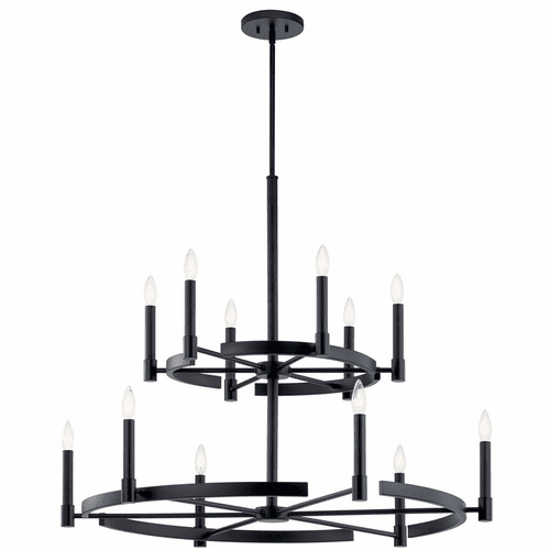 Kichler Tolani 12-LT 2-Tier Chandelier - Black - 52428BK