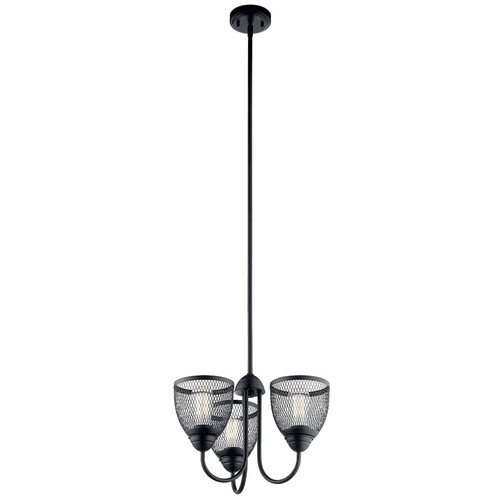 Kichler Voclain 3-LT Chandelier/Semi Flush - Black - 52268BK