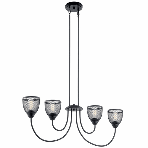 Kichler Voclain Linear 4-LT Chandelier - Black - 52273BK