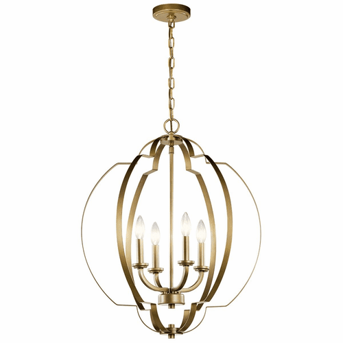 Kichler Voleta 4-LT Large Foyer Pendant - Natural Brass - 42138NBR