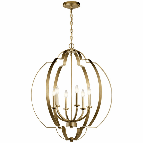 Kichler Voleta Foyer 6-LT Chandelier - Natural Brass - 42139NBR