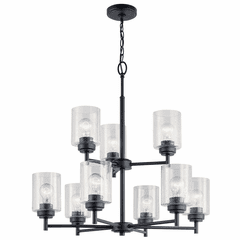 Kichler Winslow 9-LT 2 Tier Chandelier - Black - 44031BK