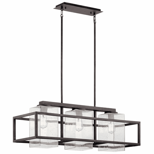 Kichler Wright 3-LT Linear Chandelier - Weathered Zinc - 49805WZC