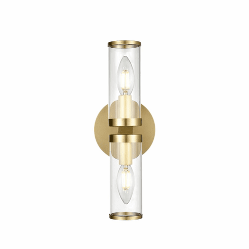 Kuzco Revolve 2-LT Wall Sconce - Natural Brass|Clear Glass - WV309002NBCG