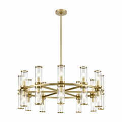 Kuzco Revolve 24-LT Chandelier - Natural Brass|Clear Glass - CH309024NBCG