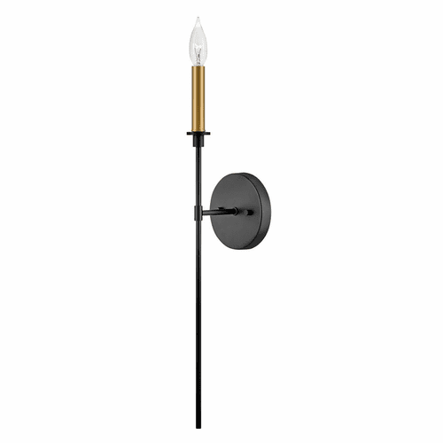 Lark Hux Single Light Tall Sconce - Black - 83070BK