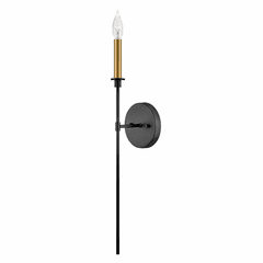 Lark Hux Single Light Tall Sconce - Black - 83070BK
