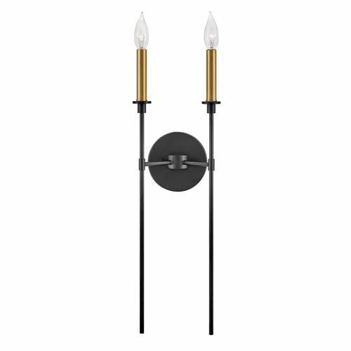 Lark Hux Two Light Tall Sconce - Black - 83072BK