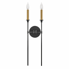 Lark Hux Two Light Tall Sconce - Black - 83072BK