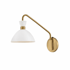 Lark Simon 1-Light Plug-In Sconce - Matte White w/Heritage Brass - 83250MW-HB