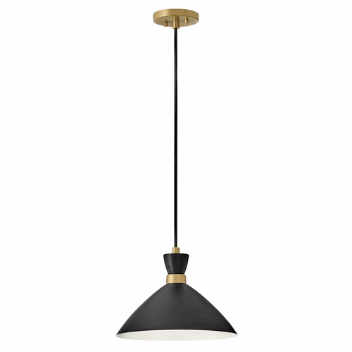 Lark Simon Single Light Pendant - Black w/Heritage Brass - 83257BK-HB