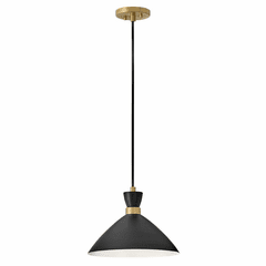 Lark Simon Single Light Pendant - Black w/Heritage Brass - 83257BK-HB