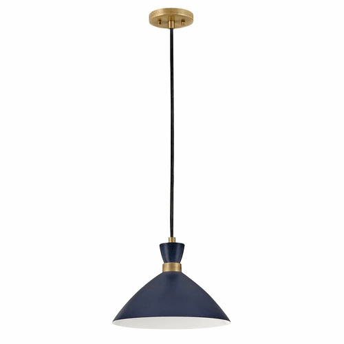 Lark Simon Single Light Pendant - Matte Navy w/Heritage Brass - 83257MV-HB